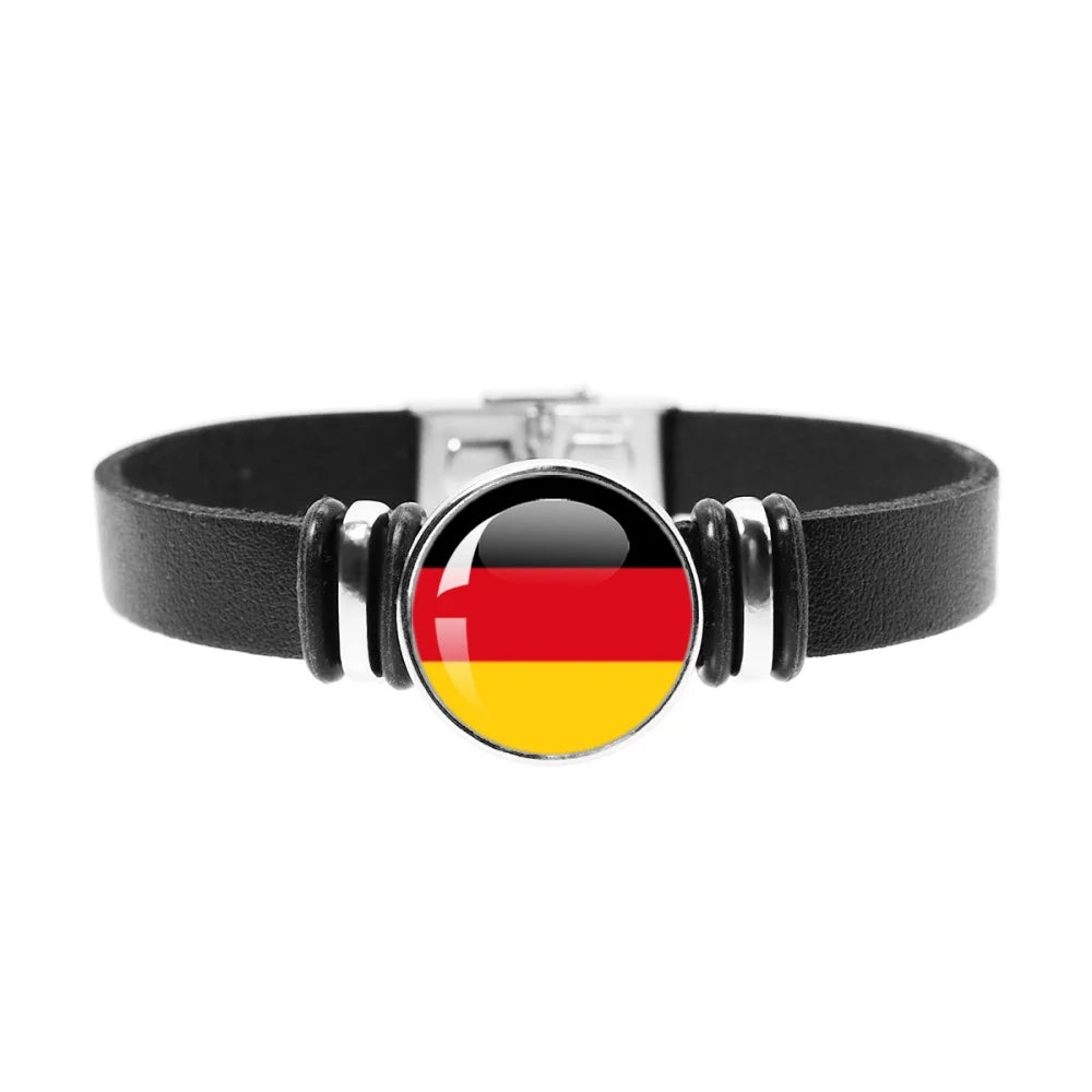 National Flag Bracelet Swiss Mexico Brazil Haiti Australia Germany Watch Strap Leather Bracelet Bangle Fashion Party Jewelry Gif