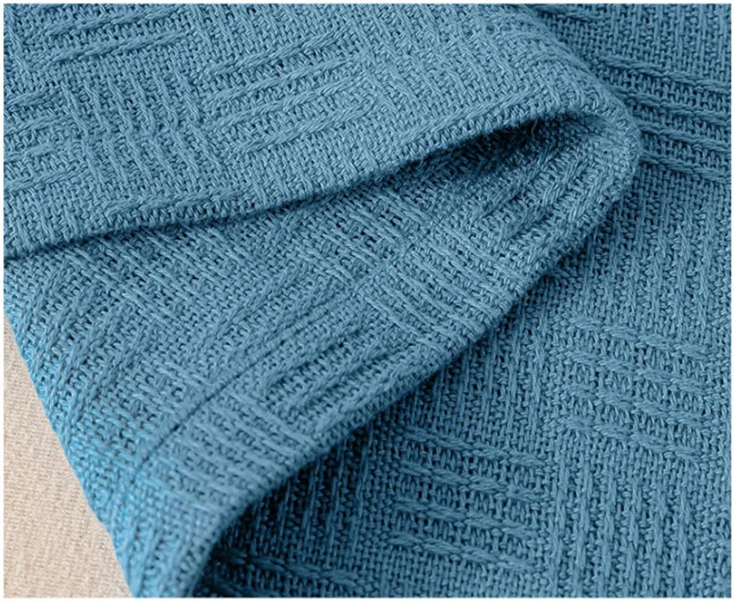 Soft Cozy 100% Cotton Throw Blanket Wide 100cm/150cm/180cm/200cm Plain Knitted Sofa Bed Cover Bedspreads Home Decor Thin Blanket