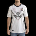 Soccer Jersey - White with Red & Black Details Globalcaja Sponsor Club Badge Official Football Shirt for Fans