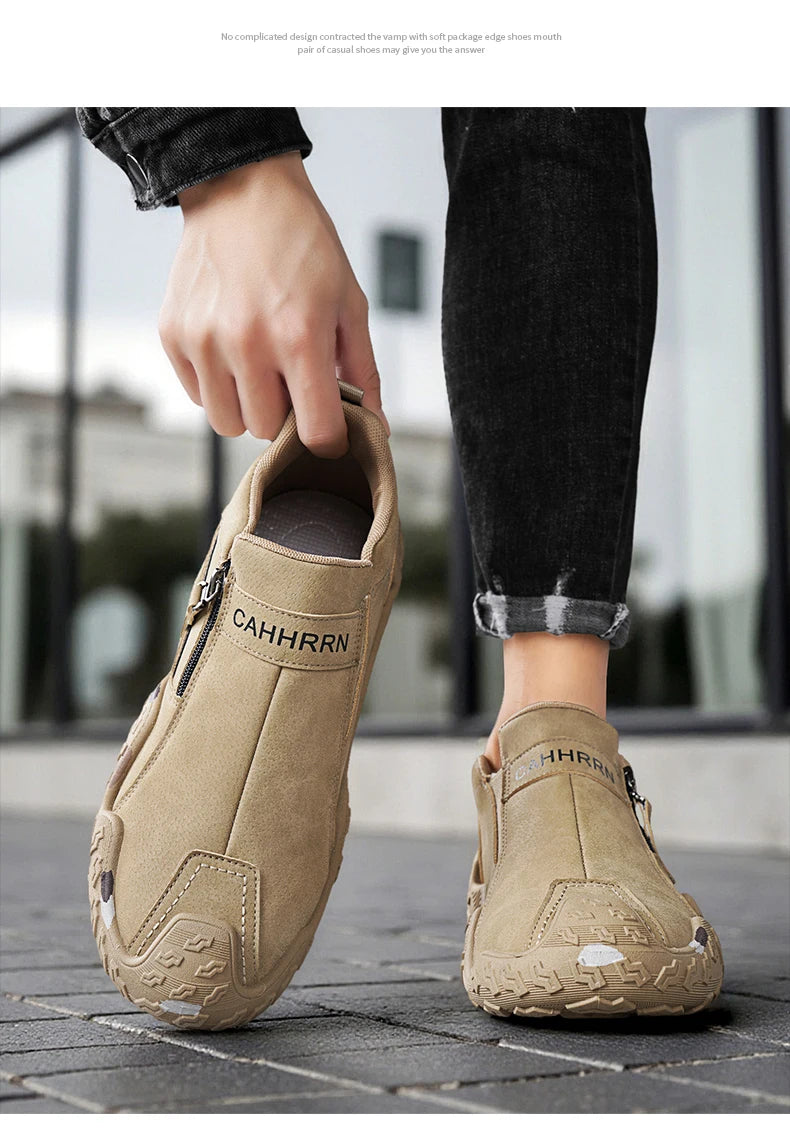 Man Sneakers Designer Short Boots Fashion Leather Men Casual Shoes Comfortable Outdoor Lightweight Flats Anti Slip Walking Shoes