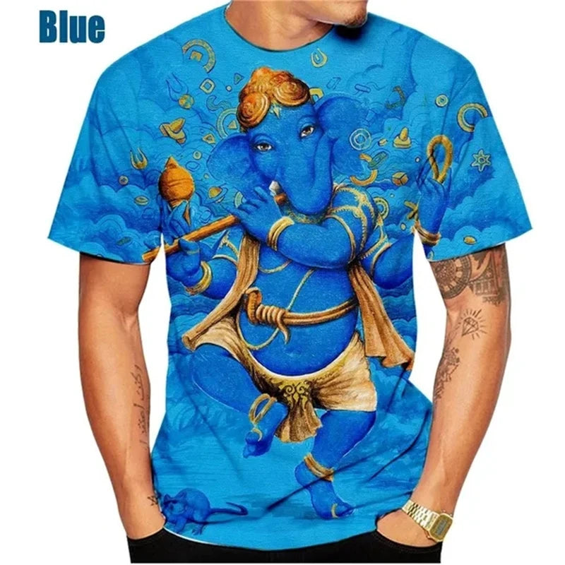 Hindu Ganesha 3D Print T-Shirts Men Women Fashion Streetwear Short Sleeve T Shirt Oversized Harajuku Male Tees Tops Man Clothing