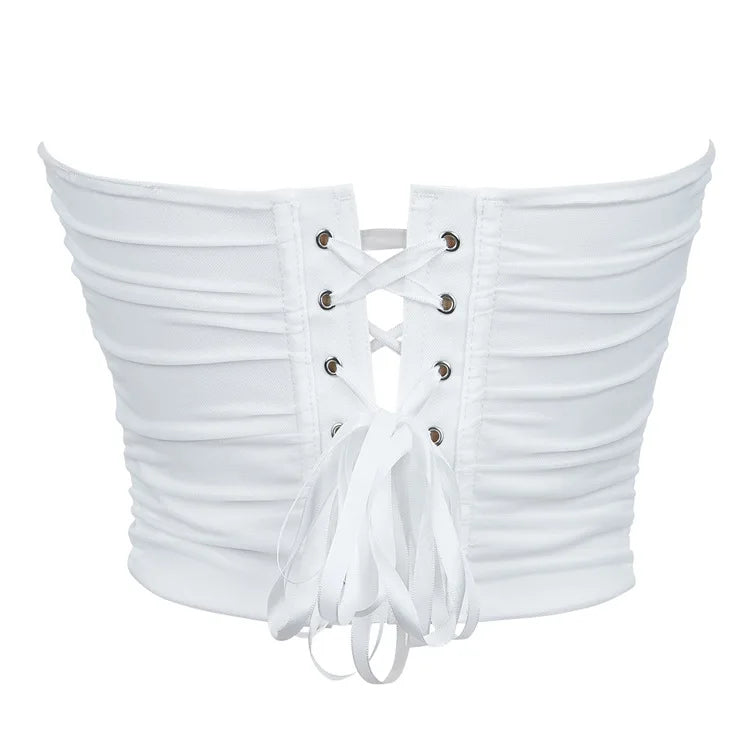 Women's Corset Crop Tops Summer Breathable Mesh Sleeveless Off Shoulder Bustier Skinny Fit Casual Tanks