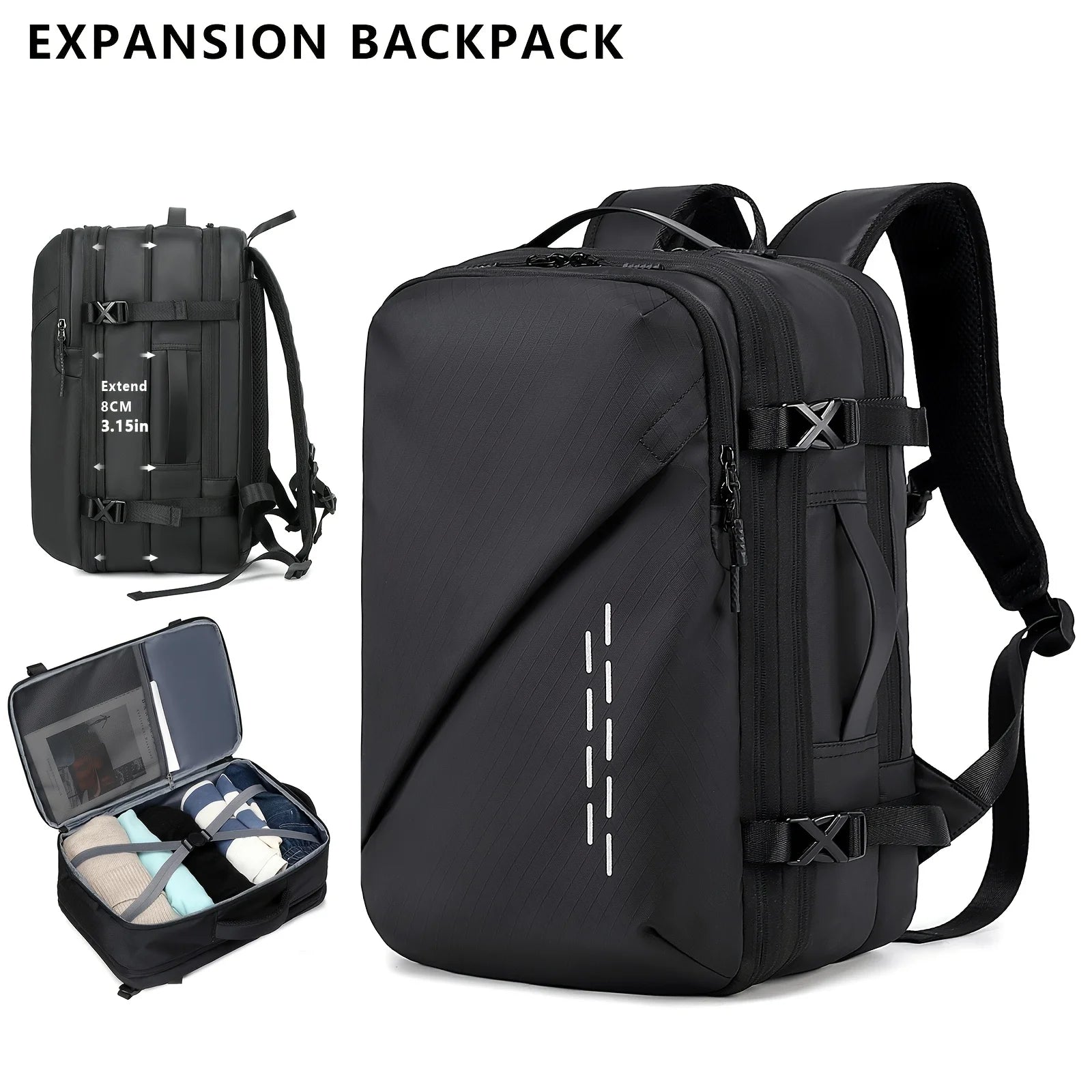 New vacuum compression large capacity expansion backpack, travel backpack, waterproof backpack computer bag