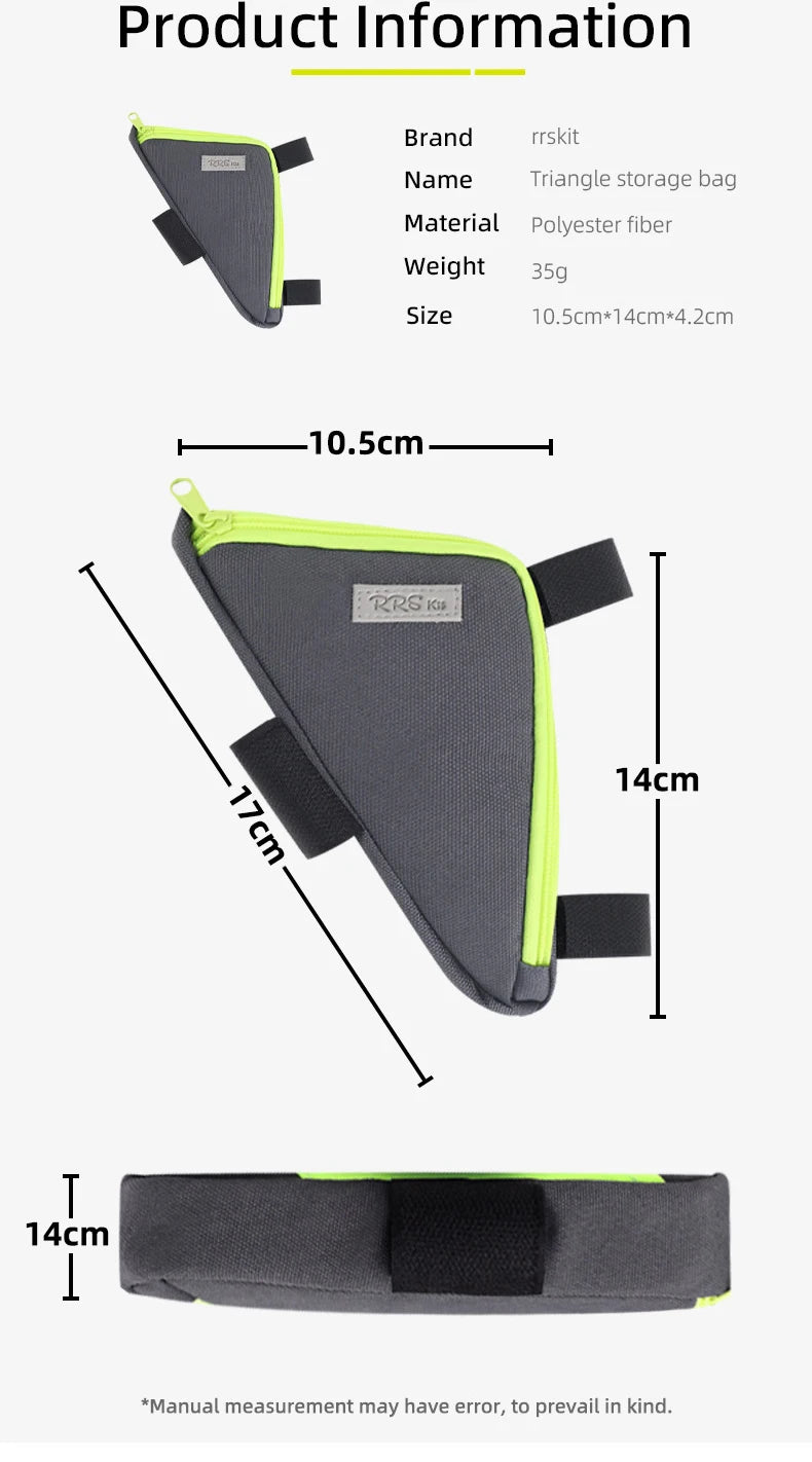 Rrskit Bicycle Triangle Bilateral Storage Bag Suitable For Brompton Bike Lightweight Triangle Multi Directional Storage Kit