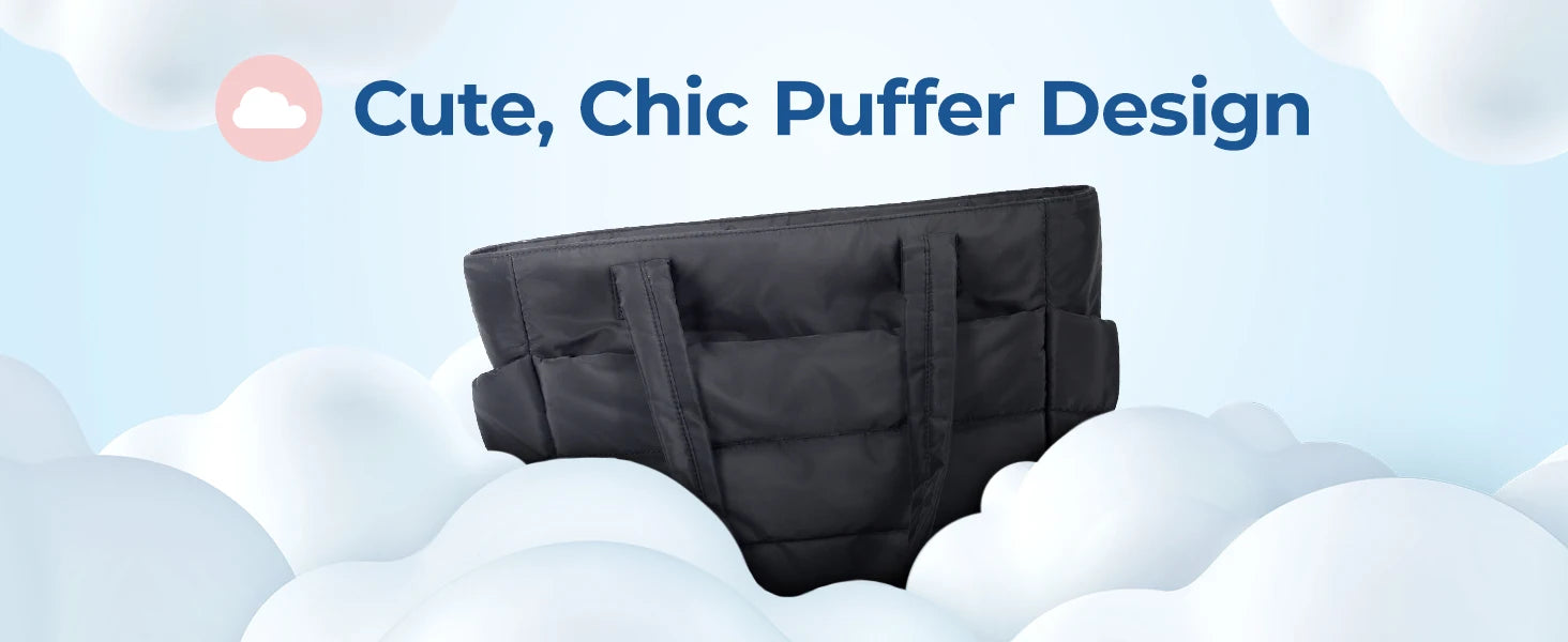 BAGSMART Padded Tote Bag Portable Woman Handbag Quilted Solid for Leisure Travel Large Capacity Mommy Diaper Bag