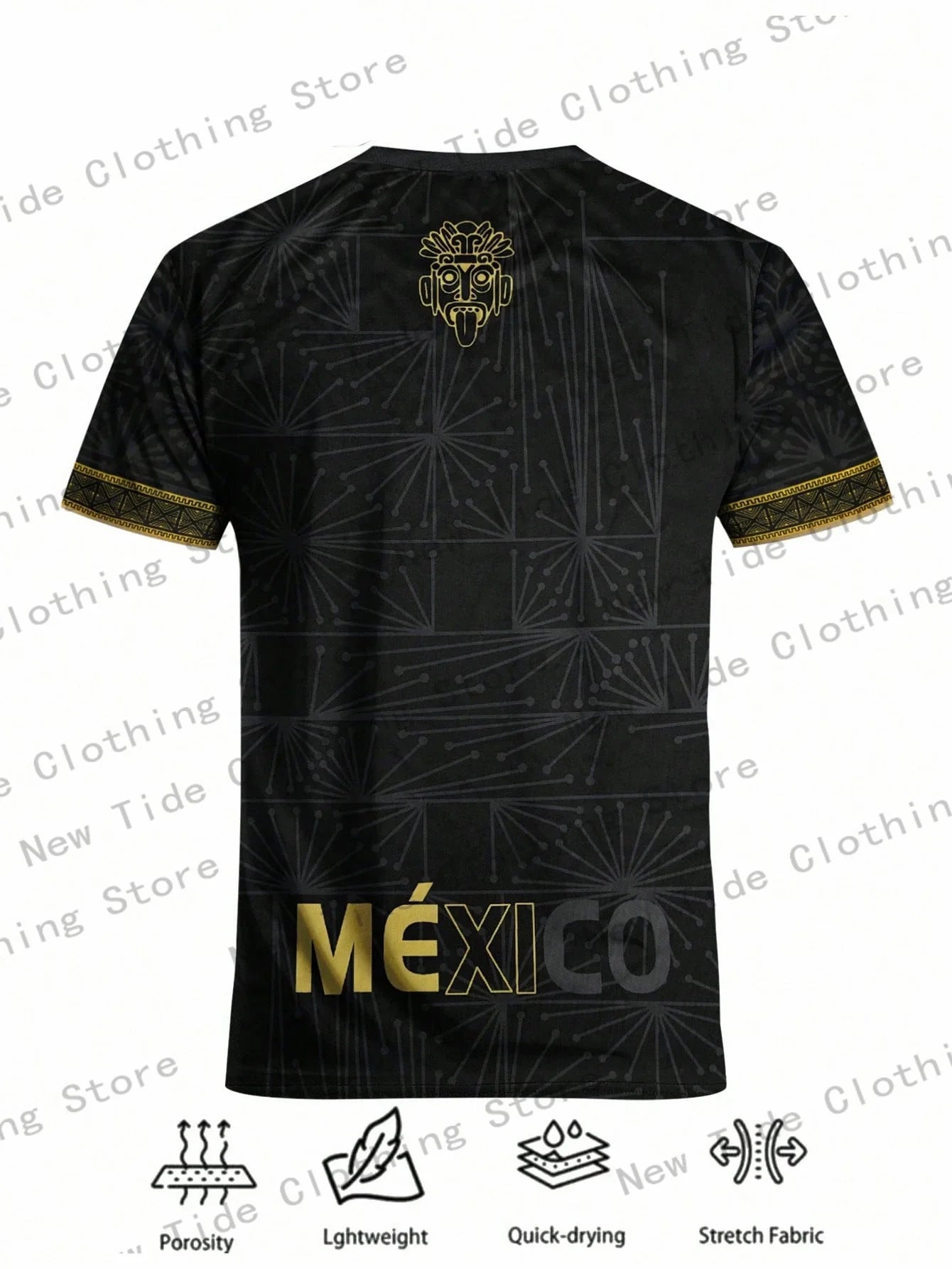 Mexico Men's Soccer Jersey Mexico Youth Crew Neck Comfortable Sports Top With Mayan Civilization, Deity Graphic Print Suitable 2