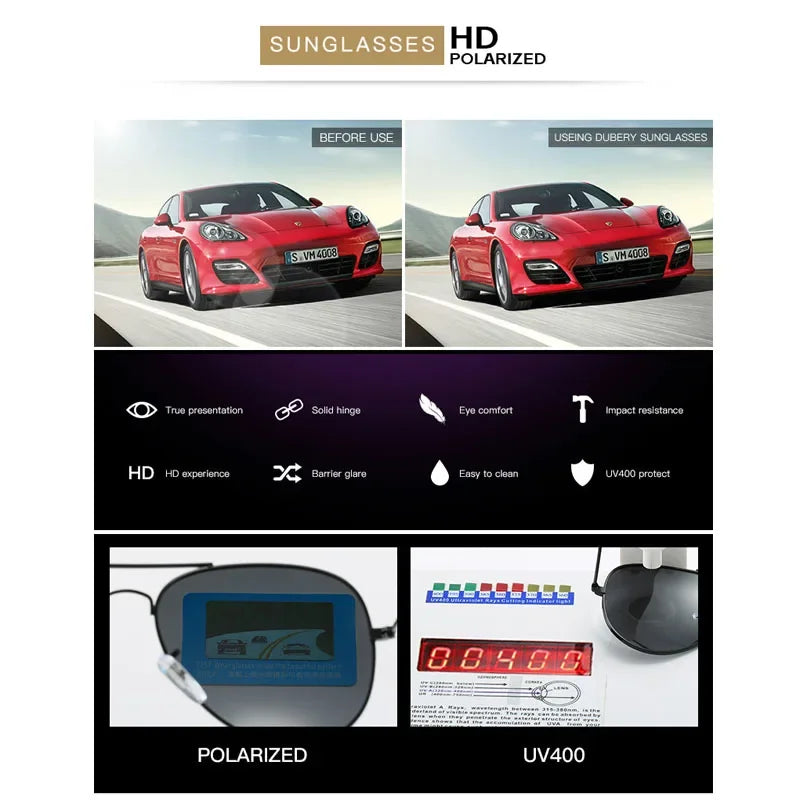 Luxury Men's Polarized Sunglasses Brand Designer Square Women Men Vintage Driving Cycling Glasses UV400 Male Eyewear SunGlasses