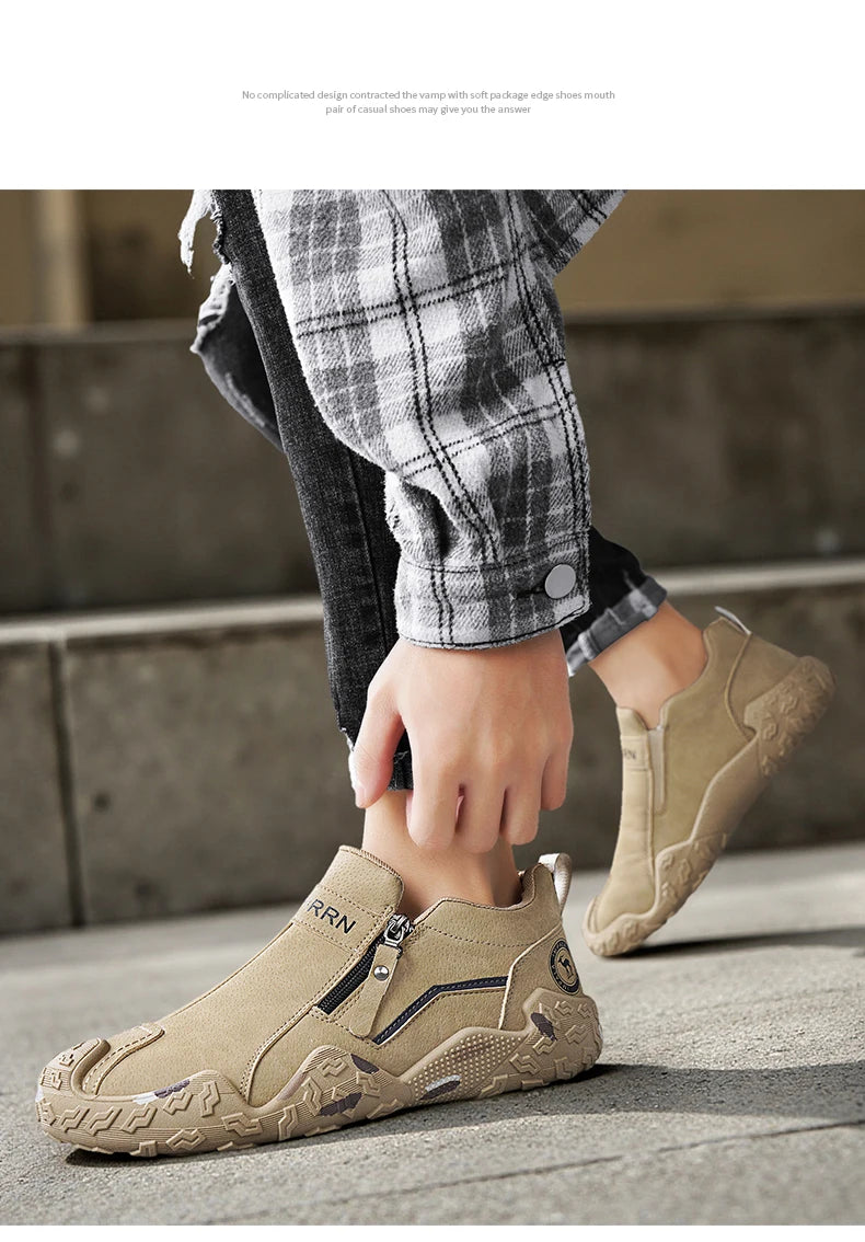 Man Sneakers Designer Short Boots Fashion Leather Men Casual Shoes Comfortable Outdoor Lightweight Flats Anti Slip Walking Shoes