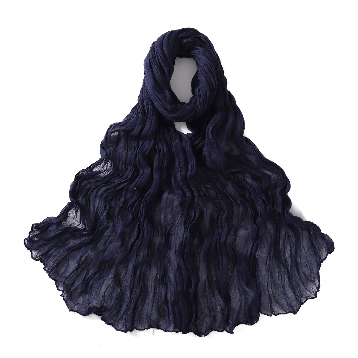Crumpled Scarf For Women Girls Students Spring New Solid Color Cotton Voile Thin Scarves Soft Knitting Shawl Female Wrap Shawls