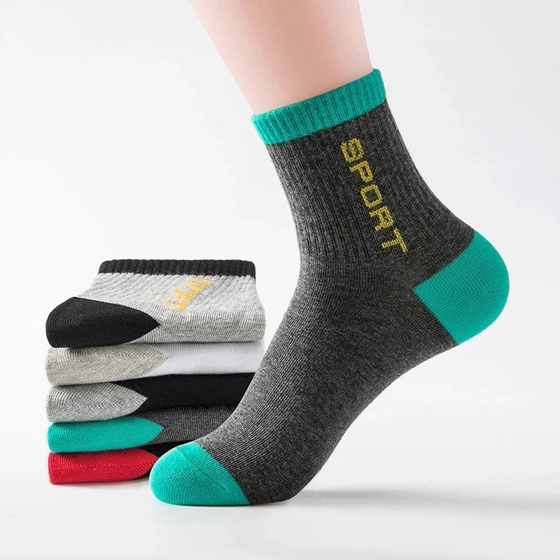 10pcs=5 Pairs Comfort Cotton Men's Socks High Quality Sport Breathable Summer Autumn Socks Long Sock For Mens Calcetines Sokken