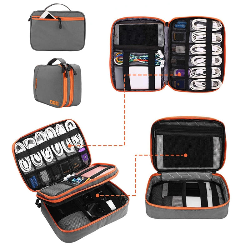 Large Capacity Travel USB Gadget Cable Bag Headphone Storage Box Data Cable Storage Bag Hard Disk Charger Power Bank Organizer