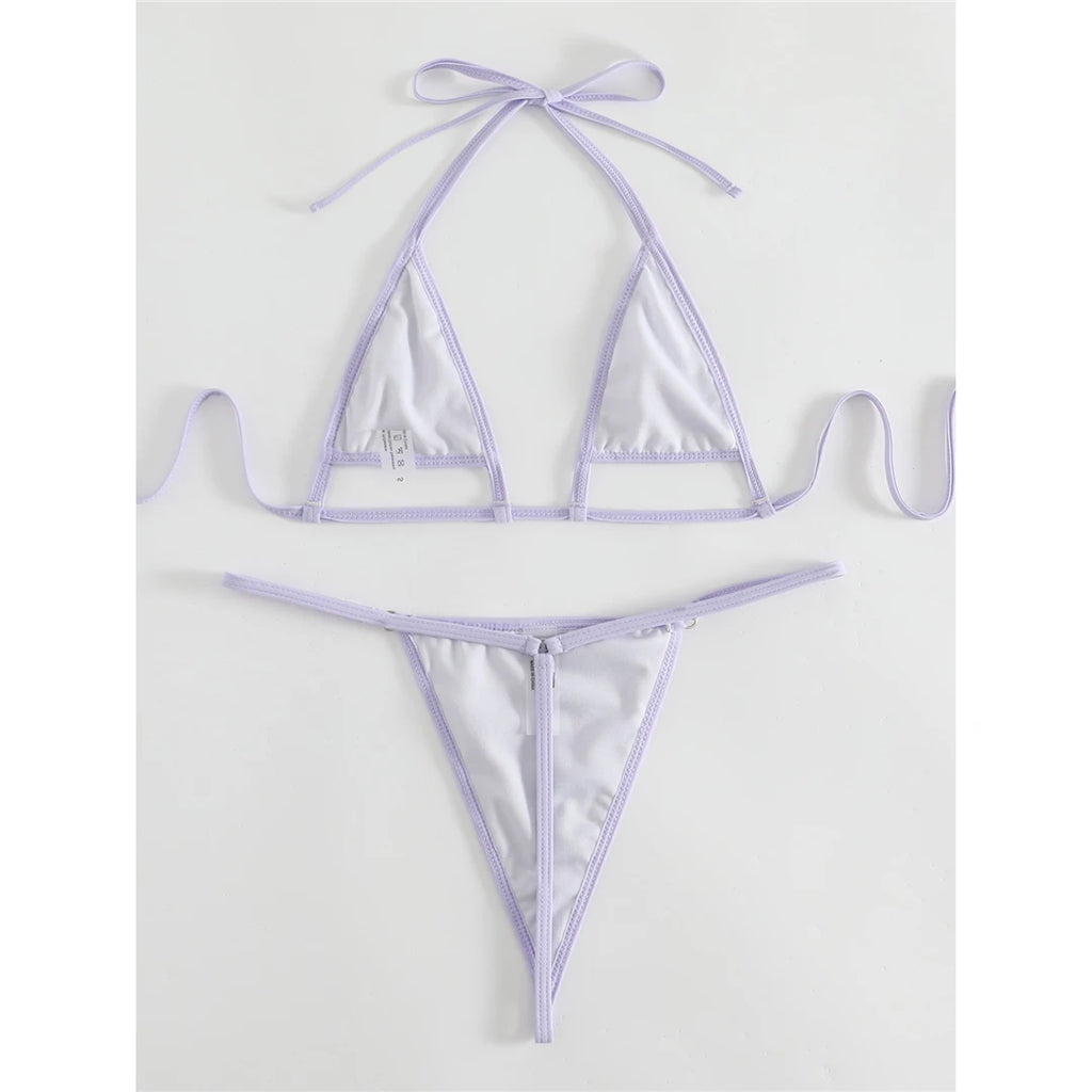 New Wrinkled Extreme Mini Micro Thong Bikini Women Swimwear Female Swimsuit Two-pieces Bikini set Bather Bathing Suit Swim V4827