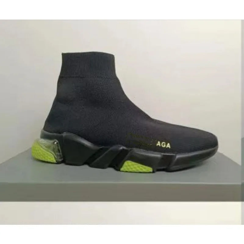 Paris High Top Knitted Boots Sporty Cushioned Dad Shoes Breathable Quick Dry Rubber Outsole Unisex Running Shoes