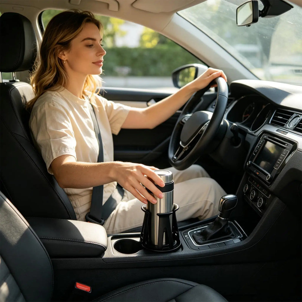 Car cup holders, universal car accessories, car interior beverage holders, car cup and bottle holders, adhesive cup organizers