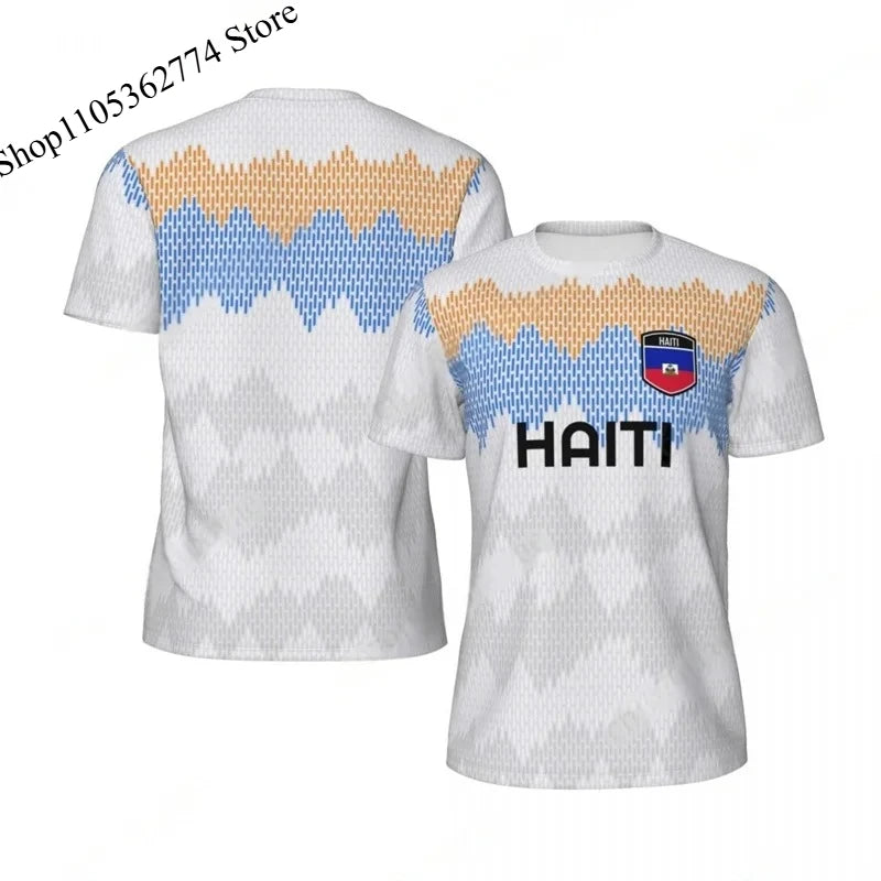 Haiti Flag Football T-shirt Men 3D Printed Boys Fashion O'neck Short Sleeve Soccer Breathable Sports Loose Tees