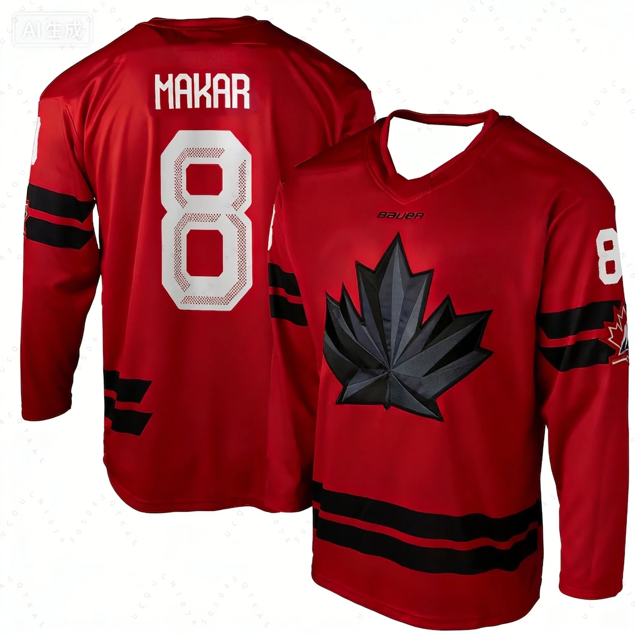 2026 NEW Men's Canada National Team Mackinnon 29 Ice Hockey Jersey Black Red Maple Leaf Long Sleeve Uniform