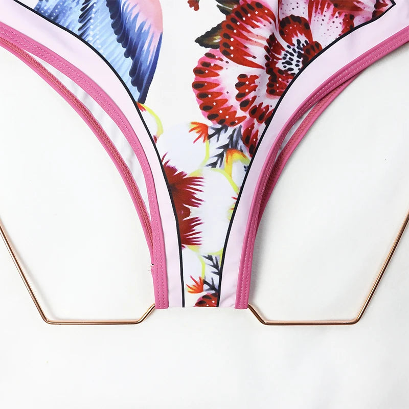 2025 Sexy Bikini Set Deep V Neck Retro Printed Women Swimwear Push Up Bikinis Swimsuit Skirt Female Biquini Dress Bathing Suit