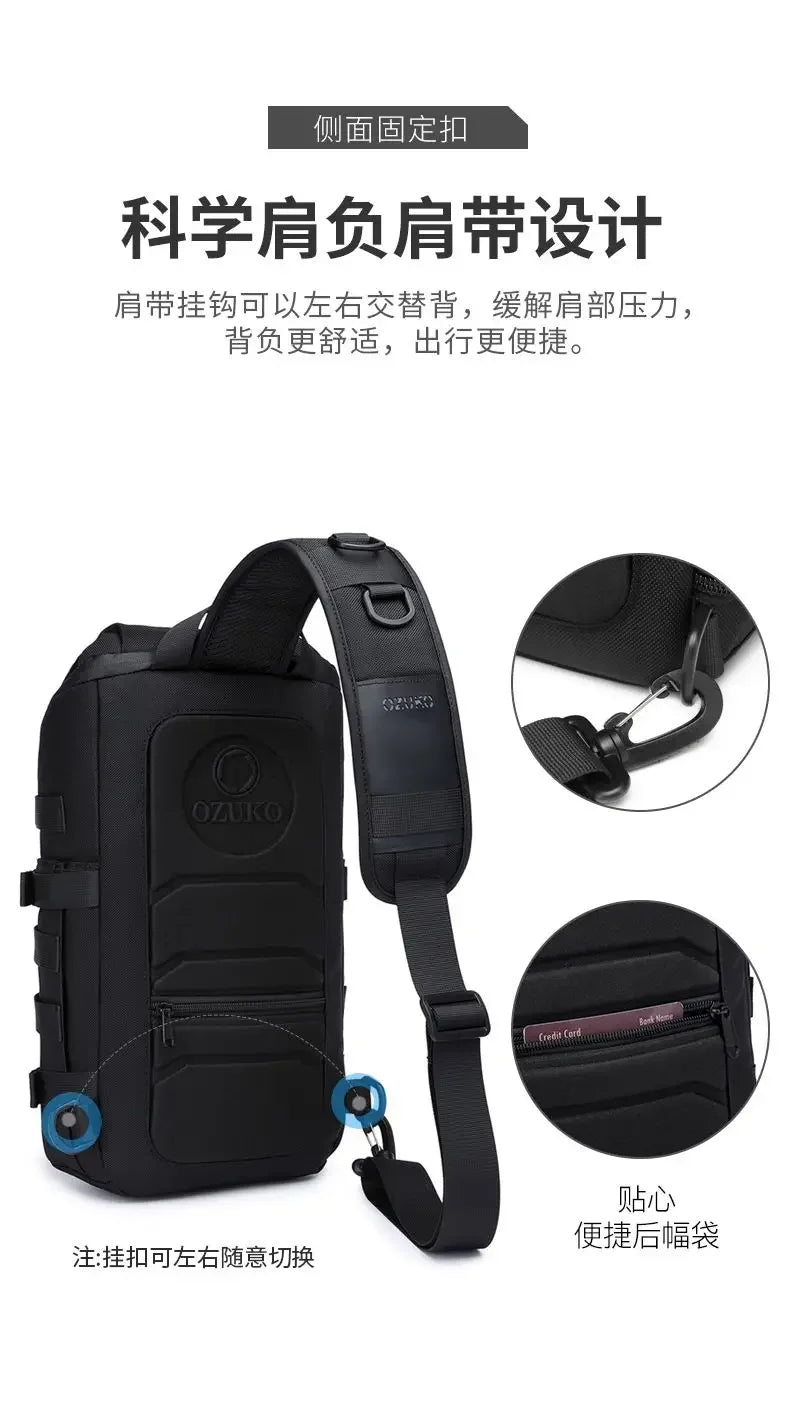 OZUKO Bicycle Bag   Crossbody Bag Camping Riding Travel Rucksack Molle Tactical Bags Hiking Cycling Outdoor