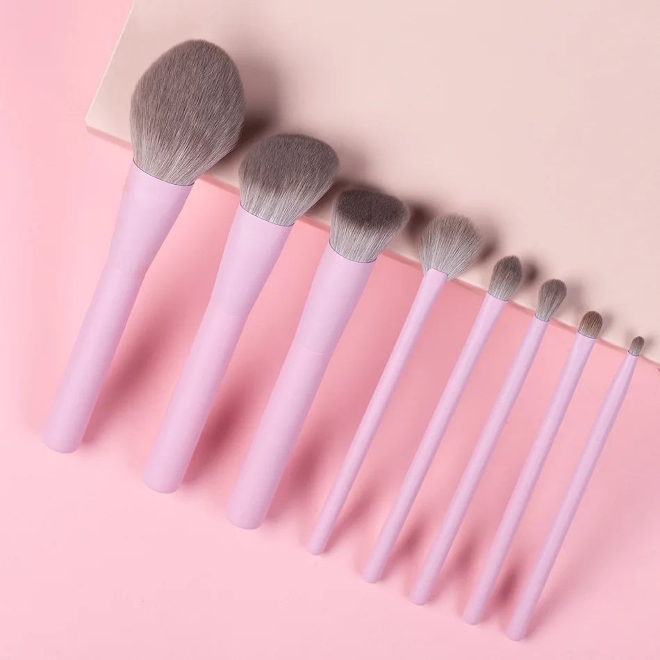 Purple Pink Makeup Brushes Set Synthetic Hair Vegan Brush 8 Pcs Beauty Tool For Foundation Eye Shadows Blending Powder Cosmetic