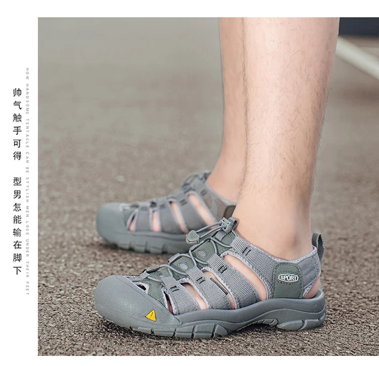 Fashion Men's Casual Mesh Outdoor Beach Sandals Light Breathable Shoe for Men Anti-slip Waterproof Sandal Man Comfortable Shoes