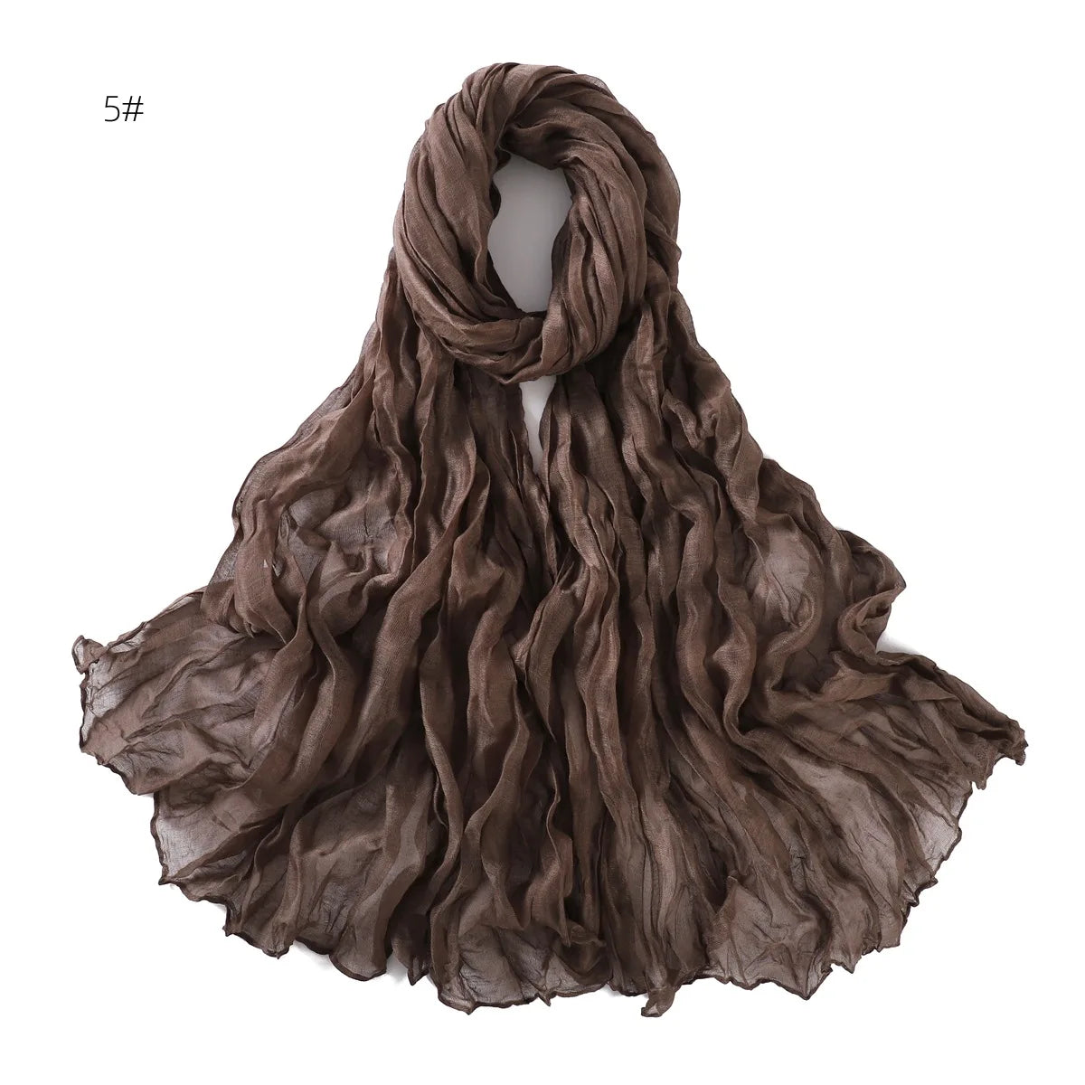 Crumpled Scarf For Women Girls Students Spring New Solid Color Cotton Voile Thin Scarves Soft Knitting Shawl Female Wrap Shawls