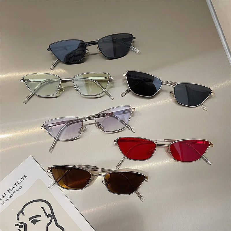 Women Slim Square Frame Ultra-light Sunglasses Vintage Black Silver Gold Frame Color Len Luxury Lenses Fashionable Accessories