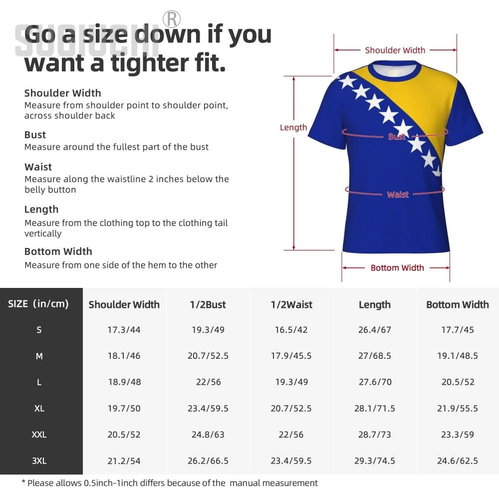 Tight Sports T-shirt Bosnia And Herzegovina Flag 3D For Men Women Tees jersey Clothes Soccer Football Fans Patriotic T shirt