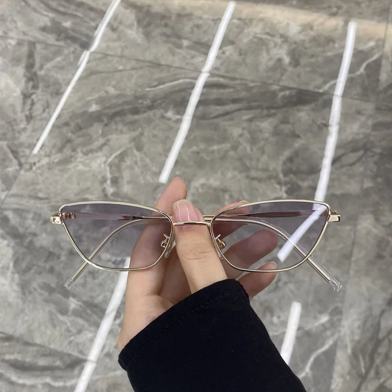 Women Slim Square Frame Ultra-light Sunglasses Vintage Black Silver Gold Frame Color Len Luxury Lenses Fashionable Accessories