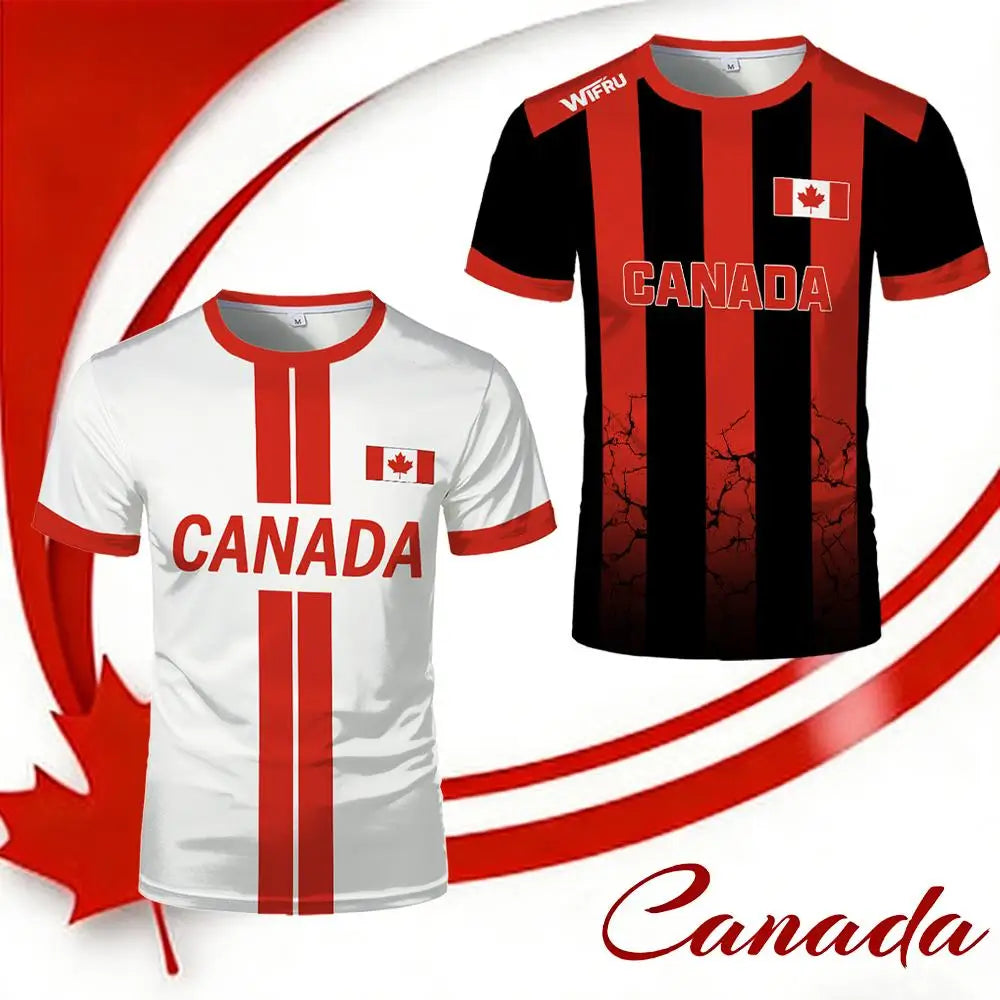 2026 New Canada Flag Printed Men's Football Jersey Breathable Outdoor Sports Training Tee Breathable Men's Women's Casual Top