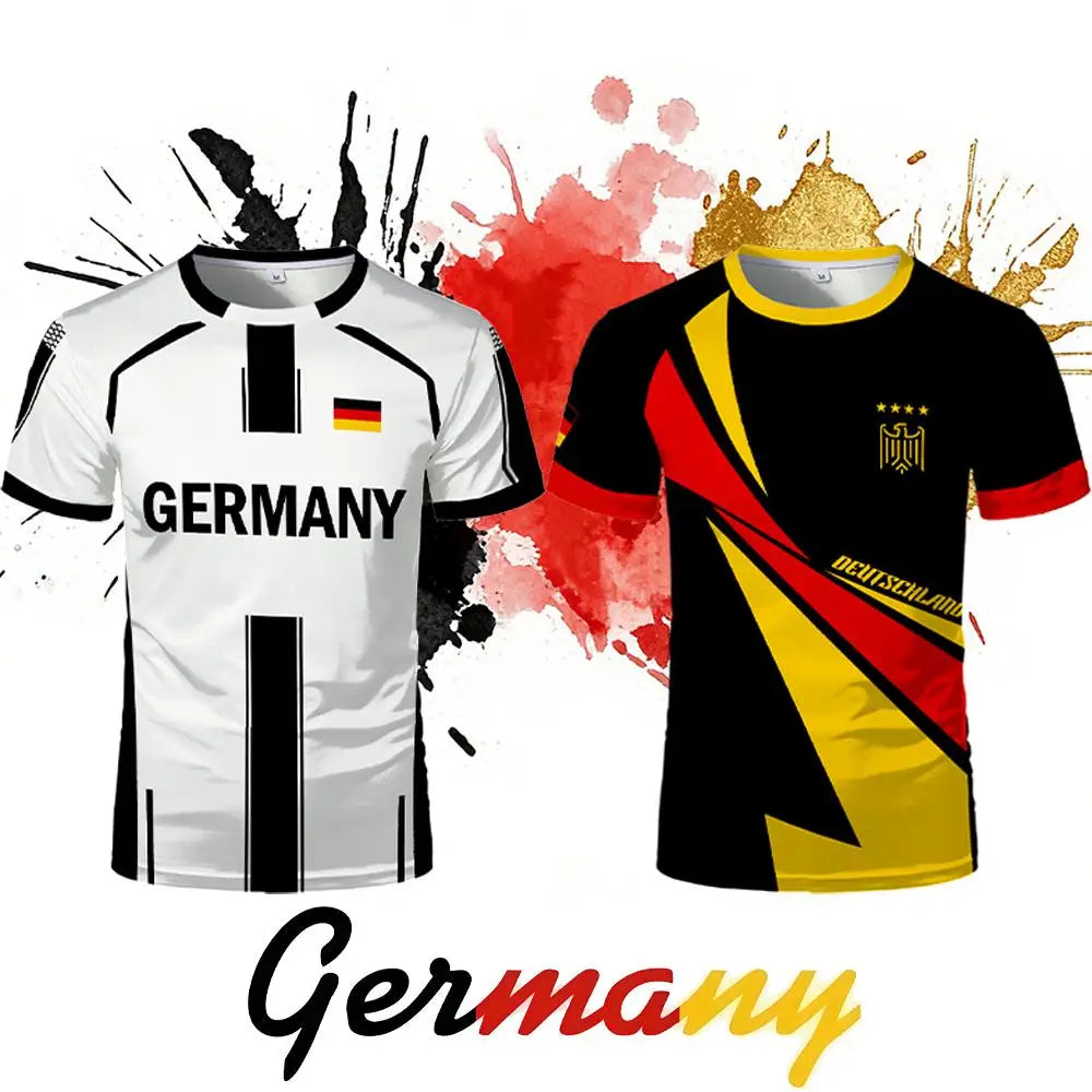 Germany National Flag Print Soccer Jersey Men Women Patriotic Sport T-Shirt  Summer Outdoor Sports Quick-Drying T-Shirt