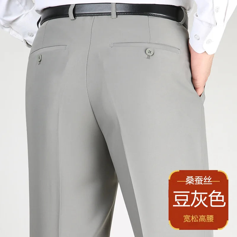 High Waist  Black Suit Pants man Formal Clothes For Men Clothing Thin Flat Khaki Dress Mens Trousers 2024 Summer 40 42