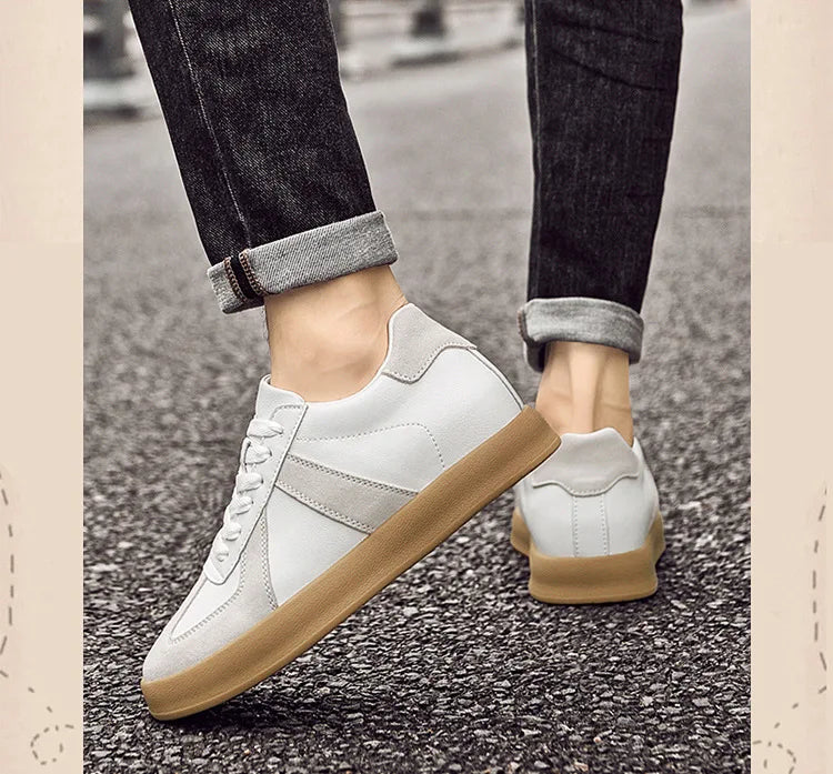 Man Vintage Elevator Shoes Height Increase Insole 8cm Taller Lift Sneakers Shoes Men Leisure Fashion Sports White Shoes