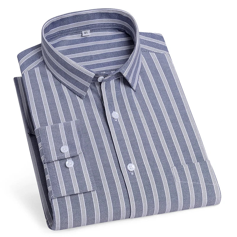 Oversize Long Sleeve Casual Shirts For Man 11XL For 150KGS 100% Cotton Oxford Plaid Business Blouse Daily Top Clothing New Style