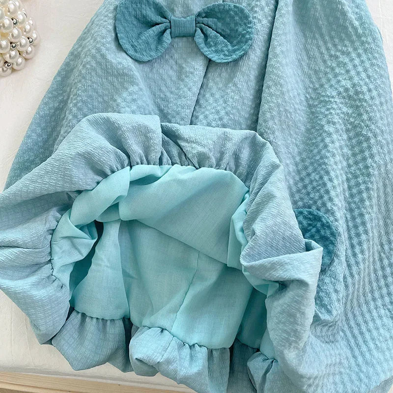 2025 New Summer Baby Girl Party Dress Sleeveless Cotton Solid Color Sister Clothing  2-7Yrs Kids Princess Dresses