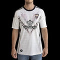 Soccer Jersey - White with Red & Black Details Globalcaja Sponsor Club Badge Official Football Shirt for Fans Family Kids Tees