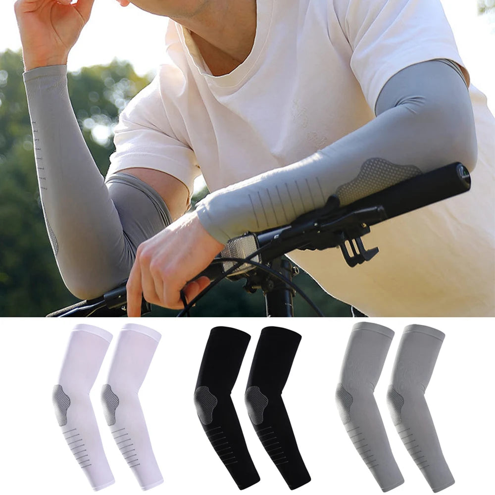 Ice Silk Sport Arm Sleeves Outdoor Travel Running Gym Fitness Cycling Sun UV Protection Arm Warmers Summer Sunscreen Arm Sleeves