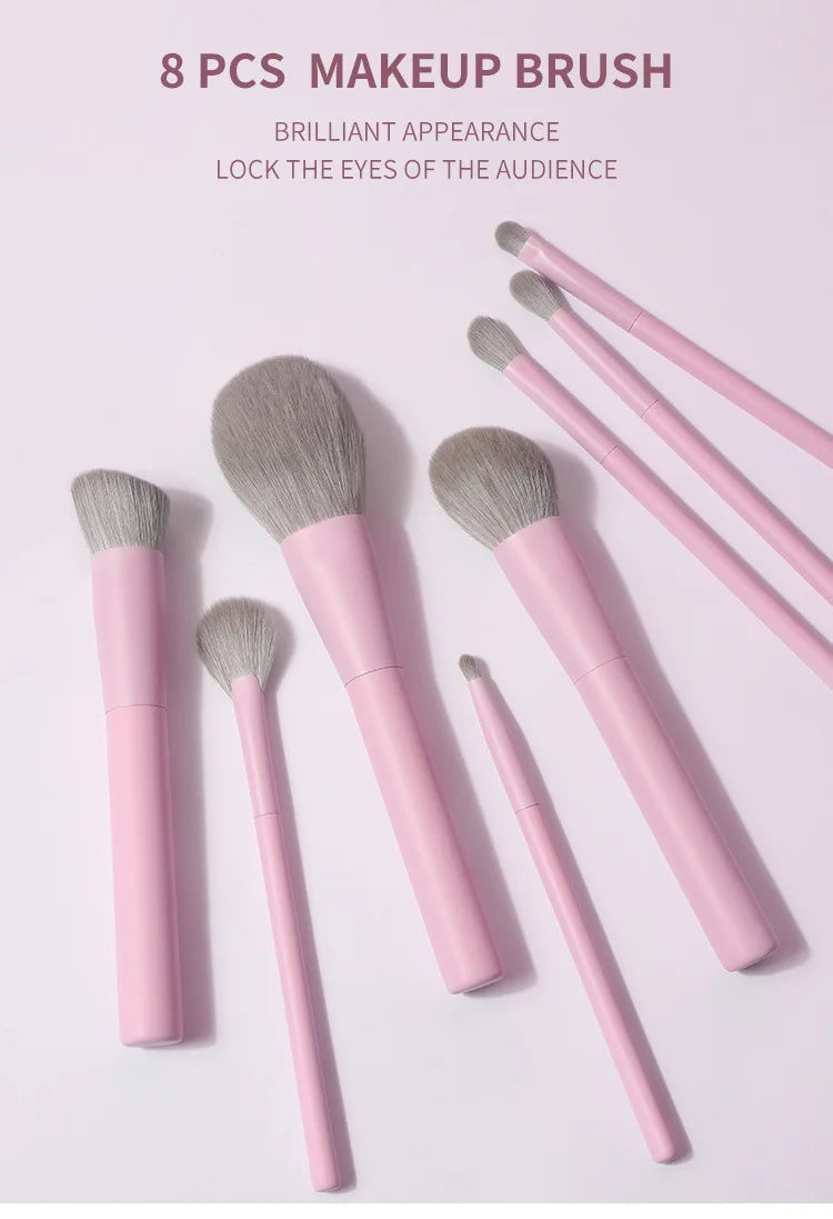 Purple Pink Makeup Brushes Set Synthetic Hair Vegan Brush 8 Pcs Beauty Tool For Foundation Eye Shadows Blending Powder Cosmetic
