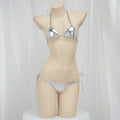 Sexy Bikini 2025 Women Gold Laser Fabric Bikini Low Waist Triangle Bikinis Sets Bandage Lingerie Swimsuit Swimwear Underwear