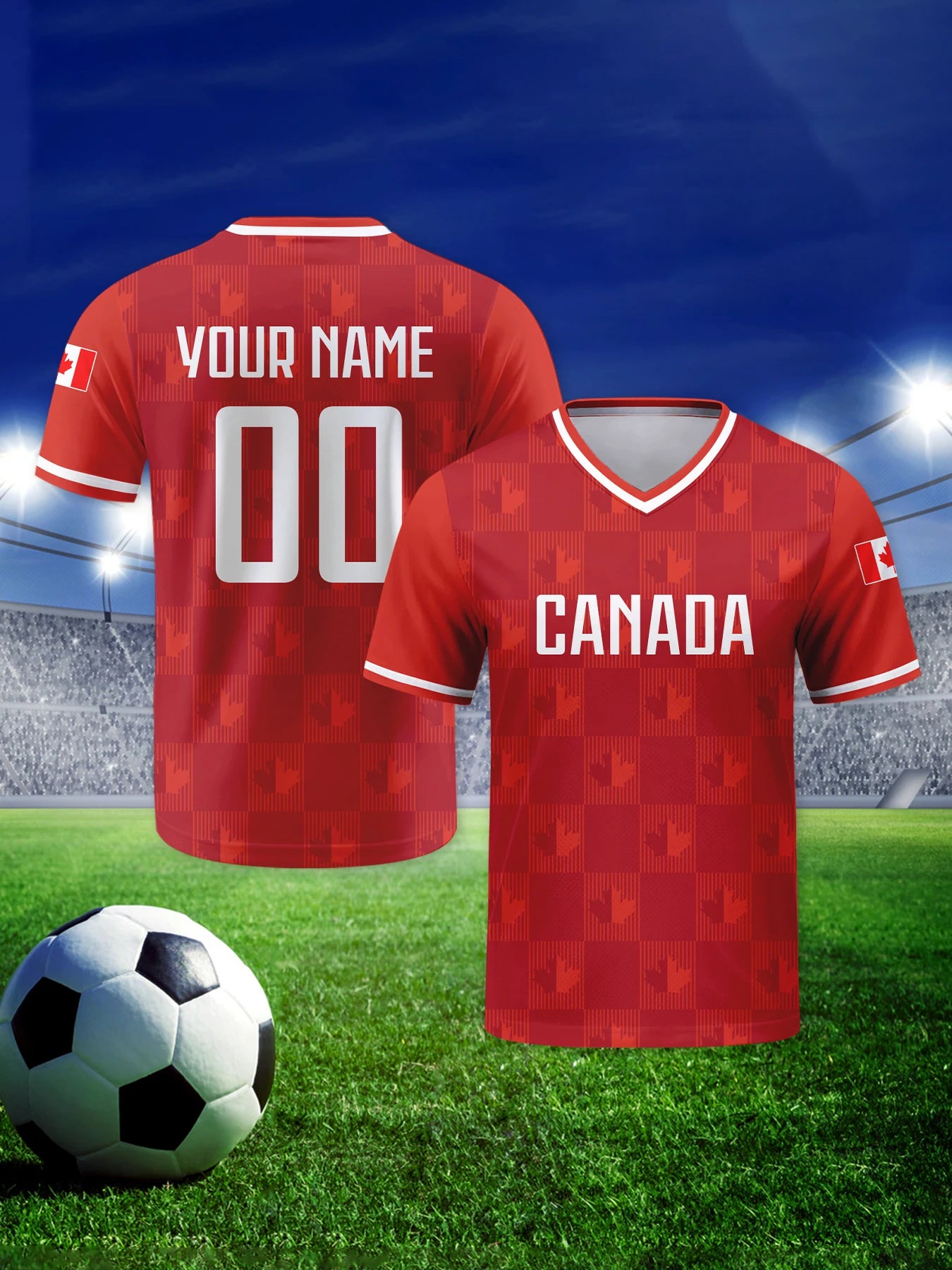 Custom Canada Soccer Jersey Personalized with Name Number Breathable V-neck Football Team Shirt for Men Youth Women