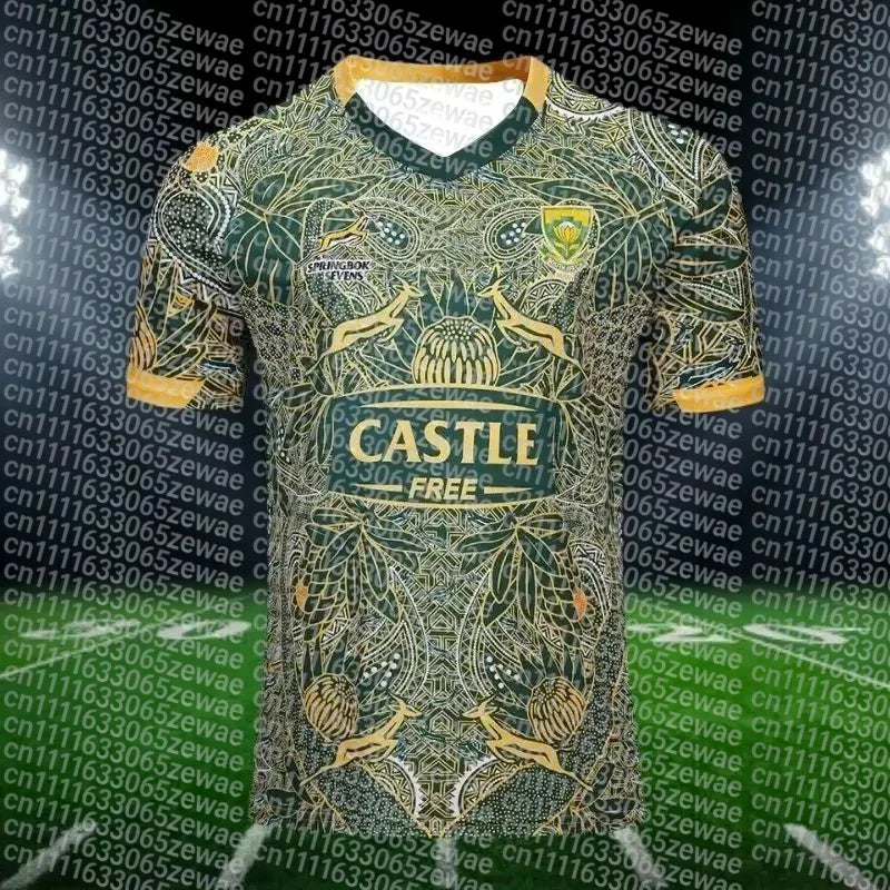 South Africa Springboks Rugby Jersey Summer Adult & Children's Quick-Dry Breathable Sports T-shirt Men's & Women's Training Wear