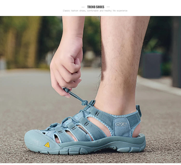 Fashion Men's Casual Mesh Outdoor Beach Sandals Light Breathable Shoe for Men Anti-slip Waterproof Sandal Man Comfortable Shoes
