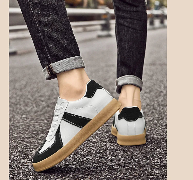 Man Vintage Elevator Shoes Height Increase Insole 8cm Taller Lift Sneakers Shoes Men Leisure Fashion Sports White Shoes