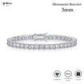 Moissanite Tennis Bracelet for Women 18K White Gold Plated Silver 3mm D Color VVS1 Wedding Party Jewelry Bracelets for Women Man