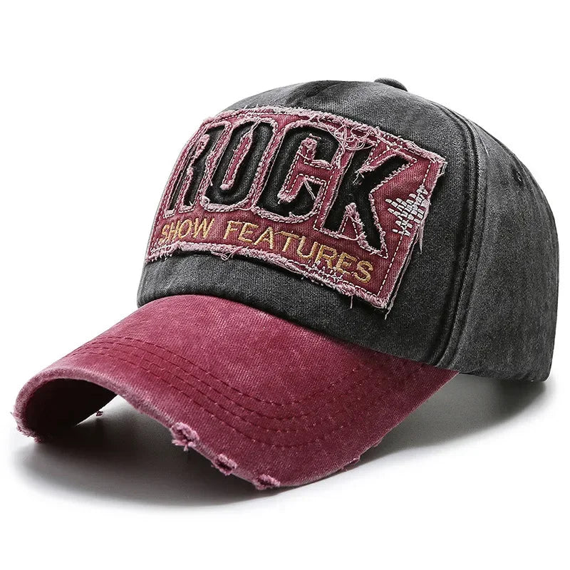 Vintage Letter ROCK Embroidery Baseball Cap Fashion Hip Hop Dad Trucker Hat Unisex Summer Sunshade Sport Hats