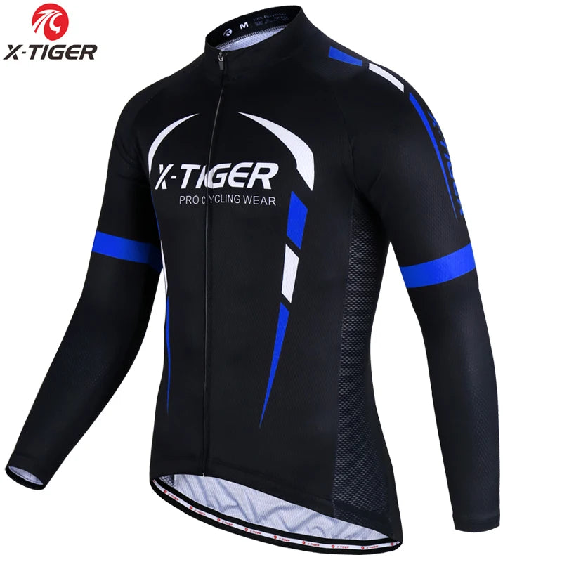 X-TIGER Cycling Jersey Men Long Sleeve MTB Bicycle Cycling Clothing Mountain Bike Sportswear Breathable MTB Shirts Basic Series