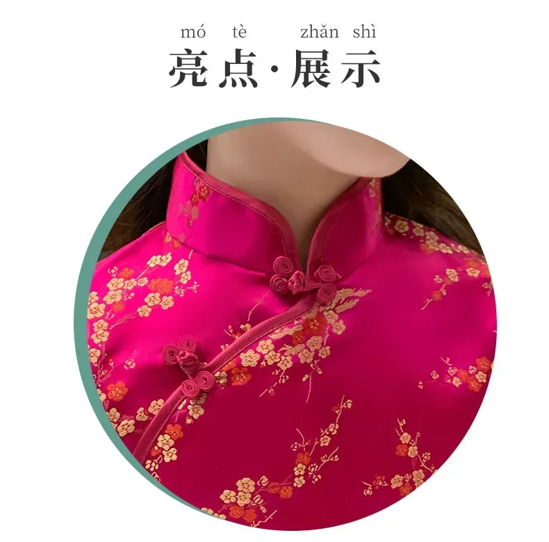 Summer Modern Cheongsam Children Girls Dresses Baby Fashion Kids Clothes Chinese Style Girl Dress Vestidos Casual Qipao Costumes