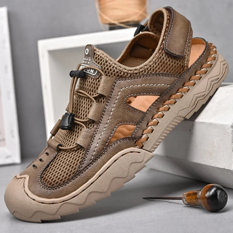 New Mens Sandals Summer Breathable Mesh Sandals Men Outdoor Casual Lightweight Beach Sandals Fashion Men Shoes Large Size 38-46