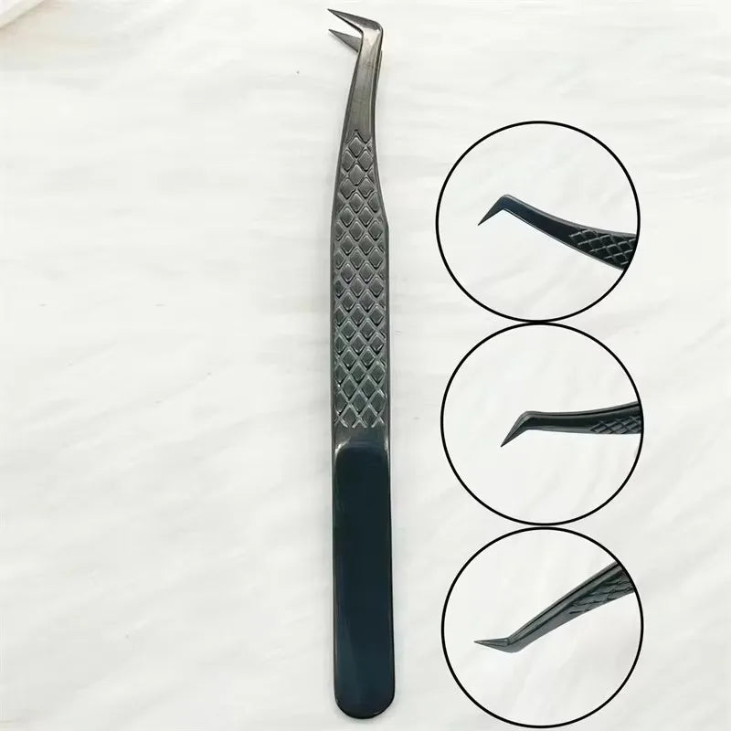 Customized Private LOGO False Lash Tweezers For Eyelash Extensions Boot Isolation Clip Tongs Black Perfect Close Nail Art Tools