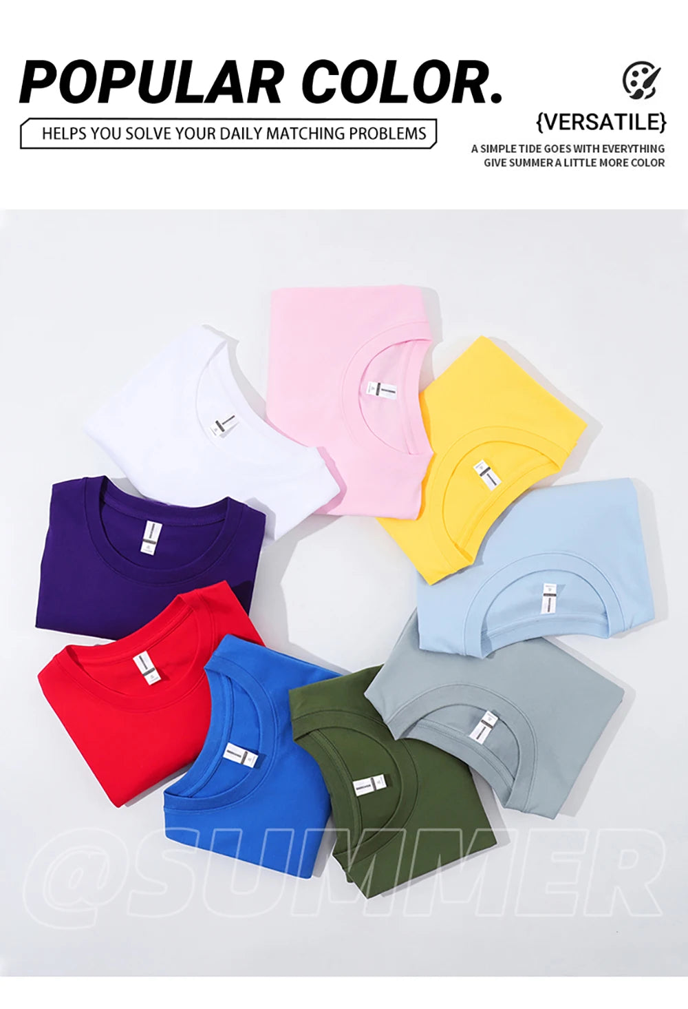 Solid Beach Summer T-Shirt For Man 21 Color S-3XL Cotton Short Sleeve All-Match Basics Street Streetwear Soft Breathable Clothes