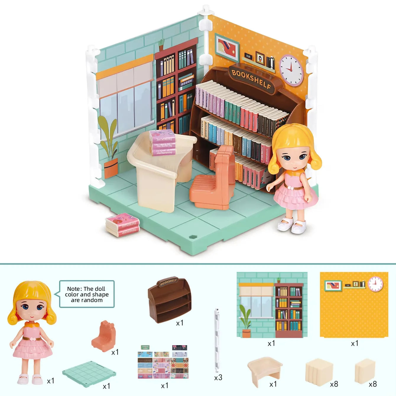 Mini Home Accessories DIY Doll House Furniture Assembly Model Simulated Bedroom Kitchen Decoration Pretend Play Toy Girl Gift